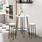 ALISH 40.5" Round Bar Table Pub Table Bar Height Table Tall Bistro Bar Dining Table with Metal Frame & White Top ALISH