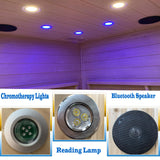 KUNSANA Ceramic Infrared Sauna 2-3 Person Infrared Saunas for Home Low EMF Indoor Home Sauna Spa Hemlock Wooden Corner Sauna Room with Bluetooth Speakers, LED Reading Lamps, Chromotherapy Lights KUNSANA