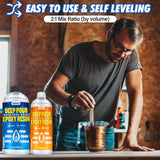 Deep Pour Epoxy Resin 51OZ, Shabebe 2024 Upgarde Epoxy Resin for 2-4" Pour Depths, Bubble Free & High-Gloss Art Resin, 2:1 Food Safe Casting Resin for DIY Molds, River Table,Wood,Bar Tops, Countertops Shabebe