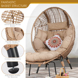 NICESOUL Egg Chair Indoor Outdoor, Large Egg Lounge Chair w/Ottoman, Oversized Comfy Cushioned Brid Cage Seat 440lbs, Boho Nest Seat with Footstool for Patio, Bedroom, Lawn, Backyard, Brown NICESOUL