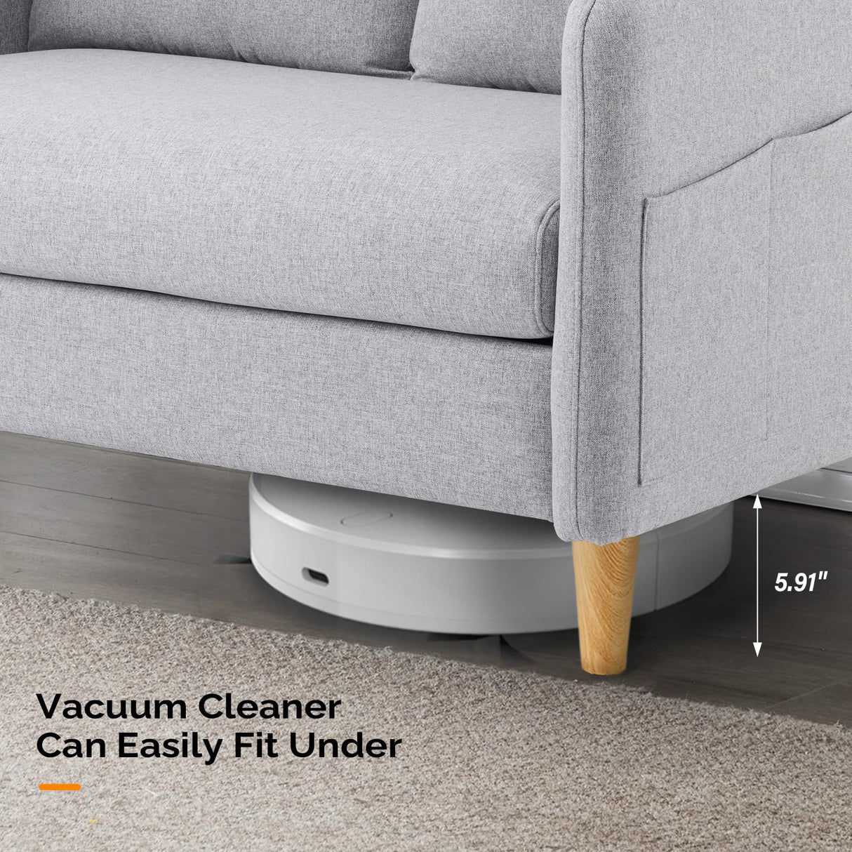 VINGLI 47" Small Couch, Linen Loveseat Sofa Light Grey Mini Couch Mid Century Modern Decor Love Seat for Small Spaces Living Room, Bedroom, Play Room VINGLI