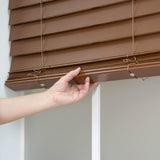 DEZ FURNISHINGS Cordless 2" Faux Wood Blind, 31.5" W x 48" H, Dark Oak DEZ FURNISHINGS