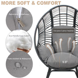 CHINNLUU Outdoor Egg Chair Wicker Oversized Egg Basket Chair with Stand Lounger Chairs with Cushion 500lbs Capacity for Patio Garden Backyard Balcony CHINNLUU