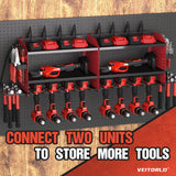 Veitorld Power Tool Organizer with Charging Station - 4 Drill Holders - Heavy Duty Modular Wall Mount Rack for Garage, Tool Storage Organizer - Christmas Birthday Gifts for Men Dad Him Husband Veitorld