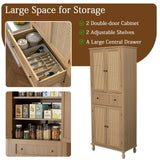 Yeyawomy 72 inch Kitchen Pantry Storage Cabinet, Freestanding Pantry Cabinet, Tall Cabinets with Doors and Shelves,Freestanding Cupboard with Adjustable Shelves for Dining Room， Natural Yeyawomy