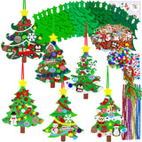 Winlyn 24 Sets Christmas Tree Ornaments Decorations Art Sets DIY Christmas Craft Kits Pine Tree Snowman Snowflake Penguin Foam Stickers Arts and Crafts for Kids Party Favors Home Classroom Activities Winlyn