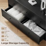 JUMMICO Dresser for Bedroom, Wide Chest of Drawers with 5 Wood Dresser Drawers, TV Stand, Modern Design for Bedroom, Living Room, Hallway, and Entryway (Black) JUMMICO