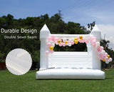 White Bounce House for Kid Adult Commercial -(100% PVC),(750w Blower), Large Inflatable Bouncy Castle for Wedding, Birthday Party Decor,13.5x11.5x10FT Inflantteble