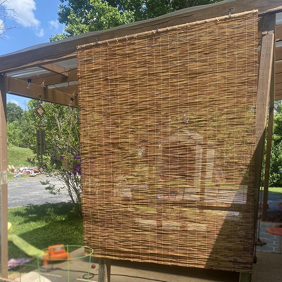 DISPRA Bamboo Roll-Up Outdoor Blind – Natural Sun Shade for Balconies, Patios, and Windows - WoodArtSupply