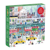 Galison Michael Storrings 500 Piece New York City Jigsaw Puzzle for Adults and Families, Holiday Puzzle with Winter Scenery in New York City Galison