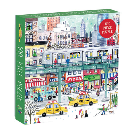 Galison Michael Storrings 500 Piece New York City Jigsaw Puzzle for Adults and Families, Holiday Puzzle with Winter Scenery in New York City Galison
