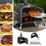 12’’ Outdoor Pizza Oven Wood Fired Pizza Oven Portable Patio Ovens Included Pizza Stone, Pizza Peel, Fold-up Legs, Cover Cooking Rack for Camping Backyard BBQ Polar Aurora