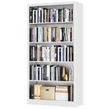 RpAosd 66" Tall Bookcase, 14" Deep 5-Tier Bookshelf with Adjustable Shelves, White Metal Bookshelves with Large Capacity, Heavy Duty Book Shelf for Storage, Library Bookcase Home Office, School RpAosd