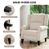 YUUIJOAA Pushback Recliner Chair, Fabric Armchair Push Back Recliner with Adjustable Footrest and Side Pocket, Comfy Wingback Accent Chair Reclining Sofa for Living Room, Bedroom, Beige YUUIJOAA