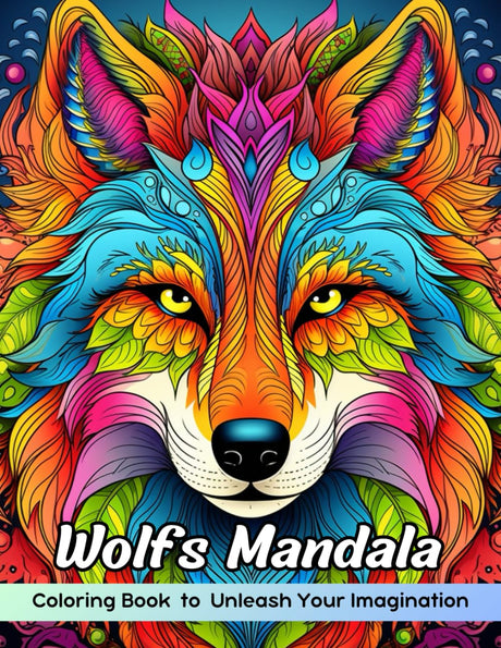 Wolfs Mandala Coloring Book: Wolves Mandala Coloring Page, Mystical Canine Designs for Relaxation Majosta