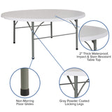Flash Furniture Stonewall 6' Round Plastic Folding Event Table with Carrying Handle, Bi-Fold Portable Banquet Table for Indoor/Outdoor Events, White Flash Furniture