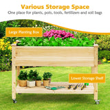 Giantex Raised Garden Bed on Wheels, Wood Planter Box with Legs, Liner, Drain Holes, Elevated Garden Bed for Vegetables, Standing Garden Container for Backyard, Patio, 47.5" LX 23.5" WX 33" H Giantex