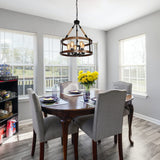 Voguad Rustic Wood Chandelier for Dining Room 5-Light, Kitchen Island Industrial Pendant Light Vintage Hanging Dining Room Farmhouse Light Fixtures Voguad