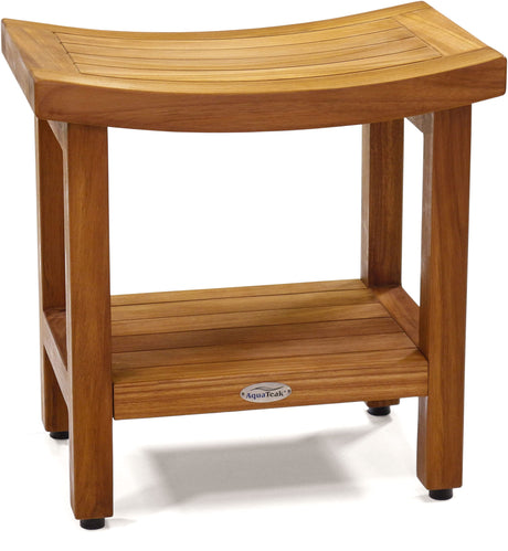 AquaTeak Patented 18" Sumba Teak Shower Bench with Shelf AquaTeak