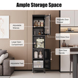75"H Tall Bathroom Storage Cabinet, Metal Cabinets with Open Compartment, Narrow Storage Cabinet with Doors and Adjustable Shelves, Black Kitchen Pantry, Slim Storage Locker for Bathroom, Living Room MetalMax