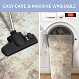 IOHOUZE Abstract Runner Rug 2x6 Ft Washable Runners for Hallways, Non Slip Kitchen Runner Printed Faux Wool Entryway Runner Indoor, Modern Abstract Floor Carpet for Hall Kitchen Bedroom, Beige Brown IOHOUZE