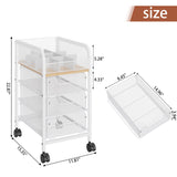 Rolling Makeup Cart Organizer with 3 Drawers, 4-Tier Narrow Floor Skincare Organizers with dividers, Vanity Organizer Cosmetics Display Cases for Makeup Brush, Hair Tool, White Jakyitvi