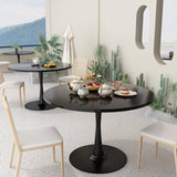 DKLGG Black 42.1" Round Tulip Dining Table for 4-6 People – Modern Mid-Century Kitchen & Coffee Table DKLGG