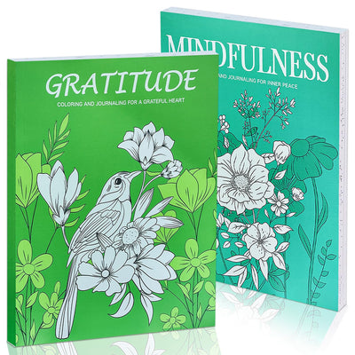 Adult Coloring Book for Women, Gratitude and Mindfulness Coloring Books with Inspirational Quotes Set - Relaxation Stress Relief Easy Coloring Book Flowers - Inspirational Books Gifts