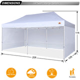 ABCCANOPY 10x20 Pop Up Canopy Tent Commercial Instant Outdoor Canopy Premium-Series with 3 Sidewalls and Hexagonal Legs,White ABCCANOPY