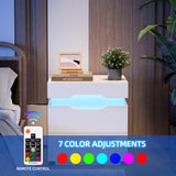 Furniwell LED Nightstand with Charging Station, End Table with Drawers, Night Stand Bedside Table with Sliding Top for Bedroom and Living Room, White Furniwell