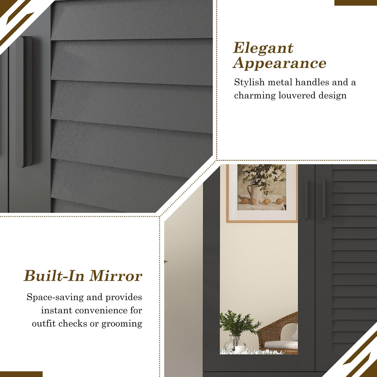 jiteentarou 2 Door Armoire Wardrobe Closet Cabinet with Drawers and LED Lights, Multi-Tier Shelves, Hanging Rod & 2 Louver Doors, Large Capacity Storage Wardrobe Armoire for Bedroom(2 Doors Black) jiteentarou