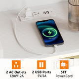 Furnulem White LED Nightstand with 4 Drawers, Charging Station, and Sturdy Metal Frame Furnulem