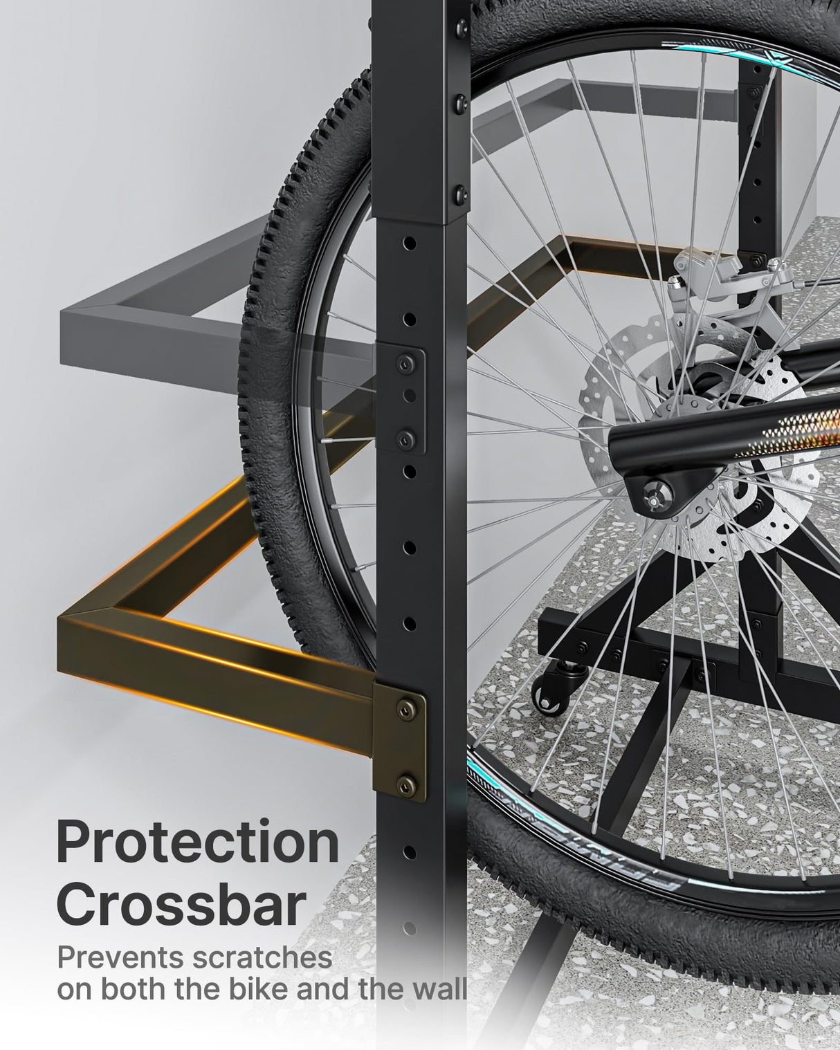 monTEK Freestanding Bike Storage Rack for 5 Bikes, Heavy Duty 350LBS Vertical Bike Stand with 5 Bike Hooks & 6 Helmet Hooks, Indoor and Outdoor Bike Storage Rack with Locking Casters monTEK