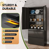 DEVAISE File Cabinet with 2 Drawers and Doors, Locking Metal Storage Cabinet with Adjustable Shelves for Home Office, Warehouse, Garage, School (Black) DEVAISE