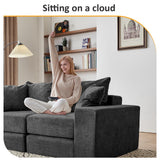 Modular Sectional Loveseat Cloud Sofa, Boneless Couch with Non Slip Base, Modern Sleeper Sofa for Customizable Living Spaces, Cozy Modular Couch with L-Shape Chaise, Deep Seat & No Assembly, Grey CozyMine