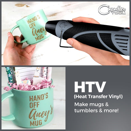 Heat Gun for Crafting, Mini Dual Temp Hot Air Gun Tool for Epoxy Resin, Shrink Wrapping, Vinyl Wrap, Embossing, Electronics, Candle Making, Sublimation, Phone Repair & DIY (Grey/Black) Chandler Tool