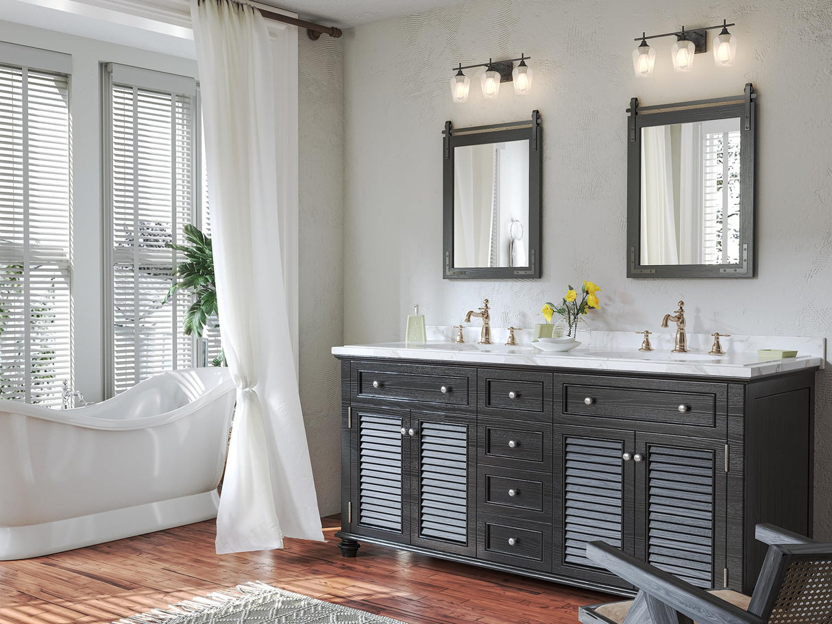 Mestikits Farmhouse Bathroom Vanity Mirror, 22"x30" Black Farmhouse Mirror with Rustic Wood Framed, Rectangle Wall Decorative Mirrors for Entryway, Living Room, Bedroom Mestikits