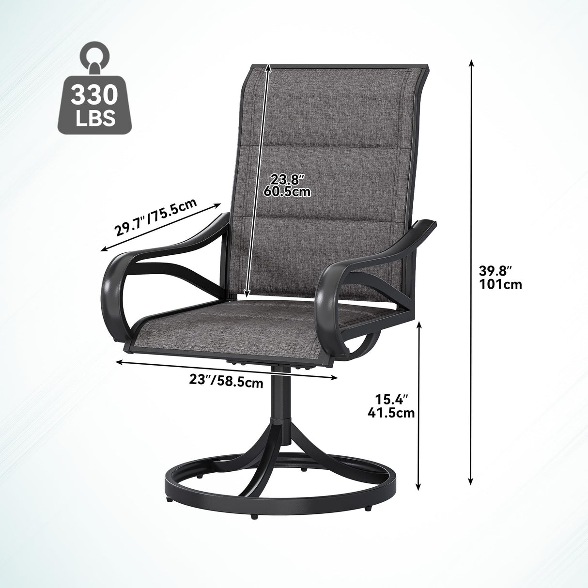 DWVO 4 Set Padded Outdoor Swivel Chairs, Exclusive Swivel Patio Chairs w/Sturdy Metal Frame & Cozy Padded High Back, All Weather Patio Swivel Chairs for Backyard Deck Garden, Gray DWVO