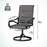 DWVO 4 Set Padded Outdoor Swivel Chairs, Exclusive Swivel Patio Chairs w/Sturdy Metal Frame & Cozy Padded High Back, All Weather Patio Swivel Chairs for Backyard Deck Garden, Gray DWVO