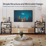 HOOBRO 3 Tier Bookshelf, Industrial Bookcase, Record Storage Rack with Side Fence, Wood Storage Shelf with Metal Frame, Rustic Open Display Shelf for Living Room, Bedroom, Black BB86CJ01G1 HOOBRO