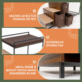 Dog Window Perch, Dog Bed and Dog Stairs, Dog Cot with 3-Tier Dog Steps, Wood Pet Stairs w/Raised Dog Bed, Bunk and Pet Steps with Storage Drawers,Cat Window Perch, Dog Perch to Look Out Window EazeHome