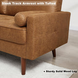 HIFIT Sectional Couches Set for Living Room, 68'' Mid Century Modern Faux Leather Sofa Couch w/Tufted Deep Love Seat & 2 Pillow, Home Sofa Living Room Small Couch for Bedroom, Office, Apartment, Brown HIFIT