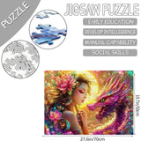 Jigsaw Puzzles 1000 Pieces for Adults-Beautiful Woman with Ornate Pink Dragon Puzzle-Challenging Puzzle Perfect for Game Nights-DIY Home Wall Decor-Sacred Fantasy -Fairy Puzzles Art 27" x 20" Tucocoo