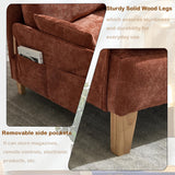 Lin-Utrend Convertible Sofa Bed with Wooden Arms,Convertable Single Sofa Futon Chair for Small Spaces,Foldable Sleeper Chair Bed for Living Room, Bedroom,Office (Orange) Lin-Utrend