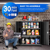 Pataku Locking Cabinet, Metal Storage Cabinets with Doors and Adjustment Shelves, 36" Garage Cabinets with Lock for Home, Office, File Pantry, Kitchen - Black Pataku