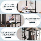 SUNLEI Loft Bed Full Size with Desk and Safety Guard Rail, Full Size Metal Bed Frame with Double Layer Shelves for Storage, No Box Spring 2 Security Ladders, Midnight Black SUNLEI