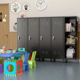 SUXXAN 54" H Metal Storage Locker, Metal Cabinet with Lockable Door & Towel Rack & 2 Side Pegboards with Hooks for Home School Office Gym Bedroom, Assembly Required(Black) SUXXAN