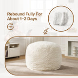 Hobestluk 3ft Bean Bag Chairs for Adults Large Beanbag Chair with Chevron Plush Fur Cover Big Bean Bag Chair for Living Room Bedroom Dorm Office - White (36” x 36” x 22”) Hobestluk