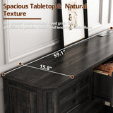 IRONCK Farmhouse 7 Drawers Dresser for Bedroom, 59" Long Dresser with Charging Station, Natural Texture, Vintage Design, for Bedroom, Charcoal IRONCK