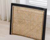 HNY Farmhouse Rattan Dining Chairs Set of 2, Mid Century Modern Kitchen & Dining Room Chairs, Cane Upholstered Kitchen Chairs Side Chairs with Black Hardwood Frame, Beige HNY